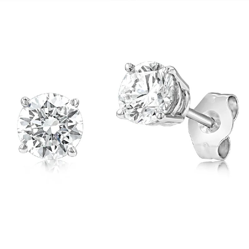 Stylish Earrings For Night Out-Luminesce Lab Grown Diamond 1 Carat Solitaire Stud Earrings in 14ct White Gold