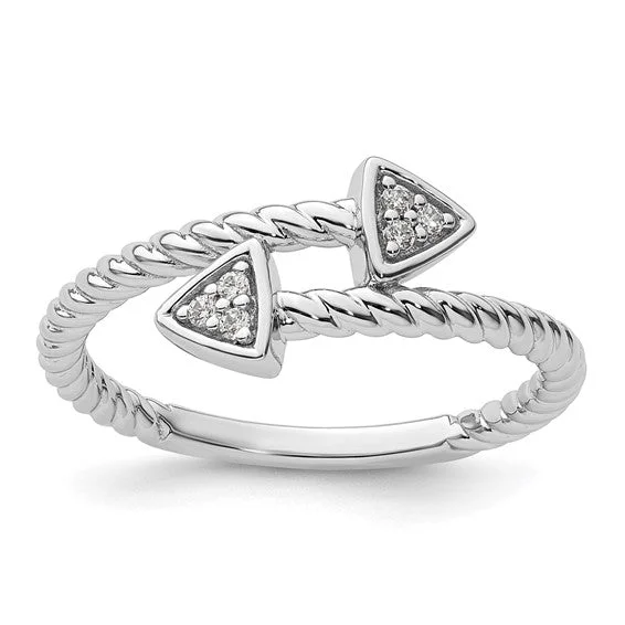 Vintage-Inspired Rings For Retro Style-White Ice Sterling Silver Diamond Arrow Ring