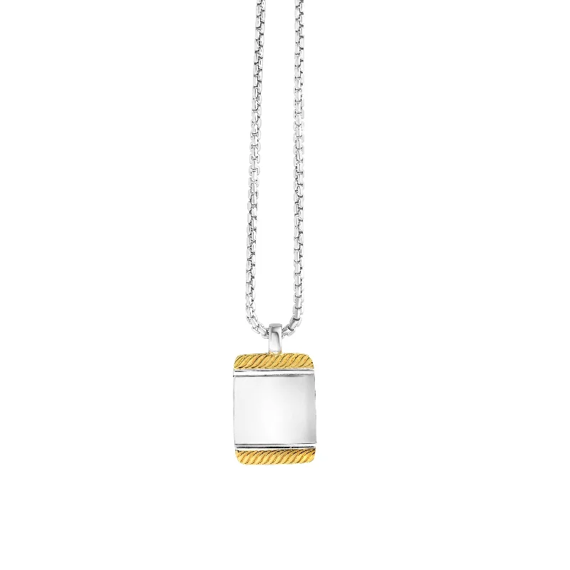 Sterling Silver, 18K Gold Tag Necklace