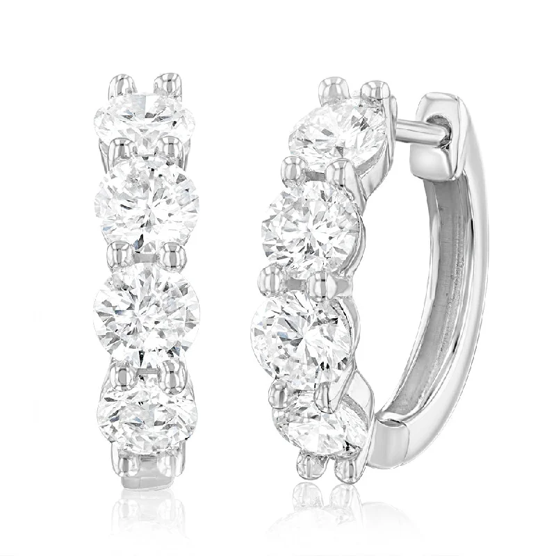 Fashion Earrings For Classy Looks-Luminesce Lab Grown 2 Carat Diamond Hoop Earrings Sterling Silver