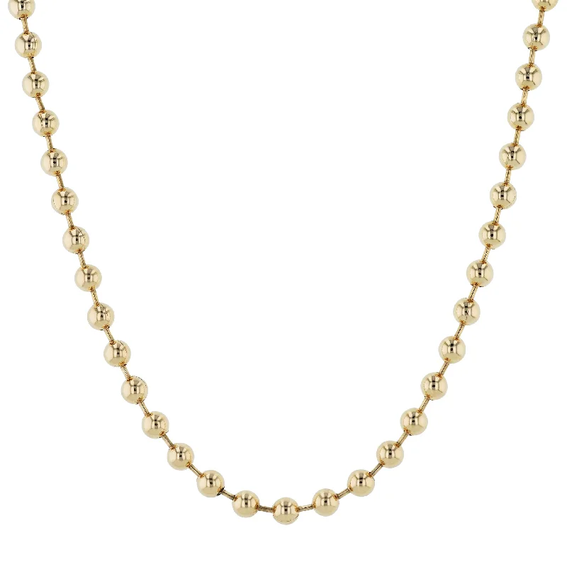 Yellow Gold Diamond Pave Beaded Chain Necklace