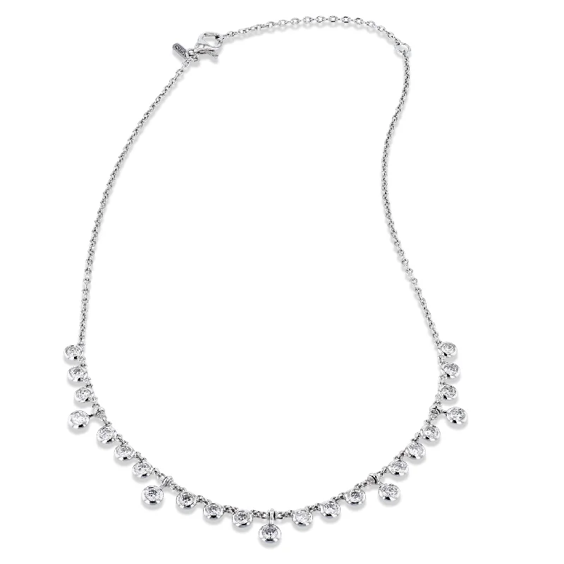 White Gold Diamond Bezel Necklace