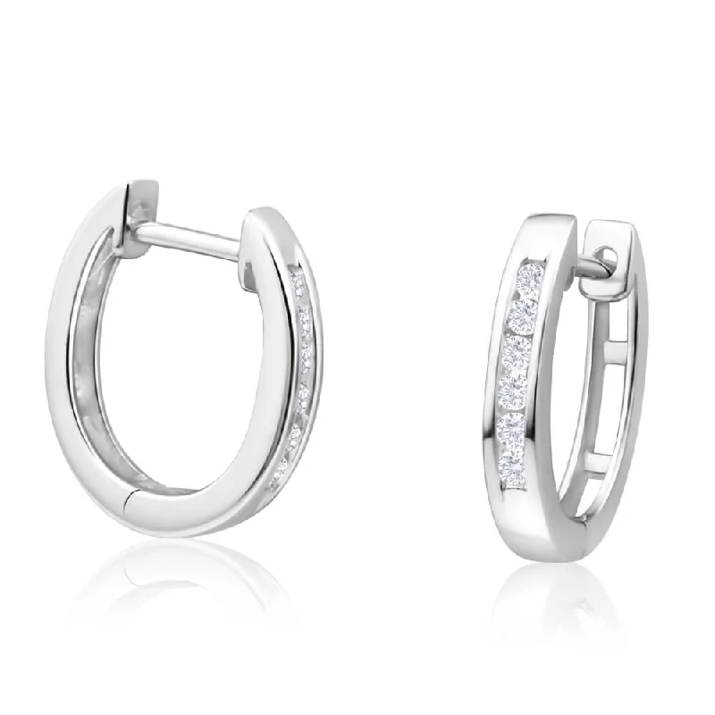 Sparkling Silver Earrings For Radiant Charm-9ct Magnificent White Gold Diamond Hoop Earrings