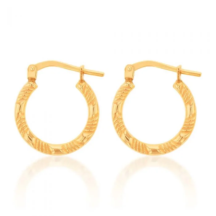 Funky Earrings For Creative Fashion-9ct Yellow Gold Silver Filled Fancy Hoop Earrings