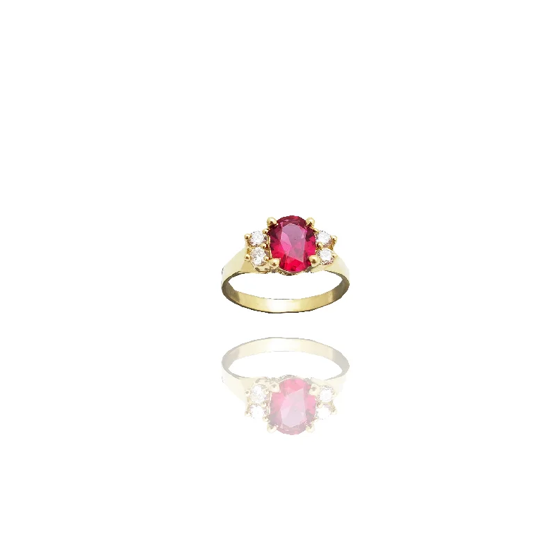 Sparkling Gemstone Rings For Luxury Fashion-Oval Color Stone Ring (14K)