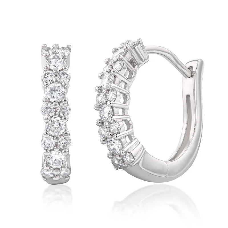 Retro Earrings For Old School Style-Luminesce Lab Grown 1/4 Carat Hoop Diamond Earrings in Silver