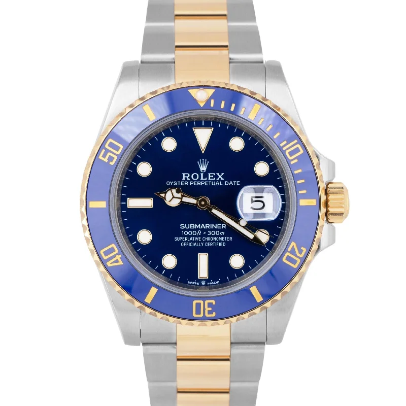 Stunning Gold Watches For Luxury Glam-2022 NEW PAPERS Rolex Submariner Date 41mm Ceramic Two-Tone Gold 126613 LB BOX