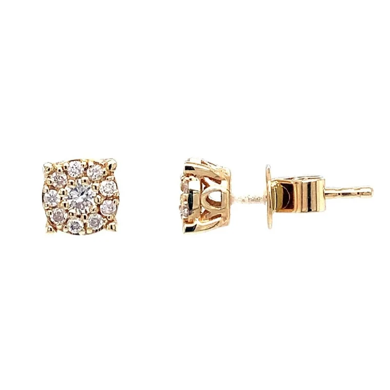 Eye-catching Earrings For Attention-Grabbing Style-14K Yellow Gold Diamond Cluster Stud Earrings