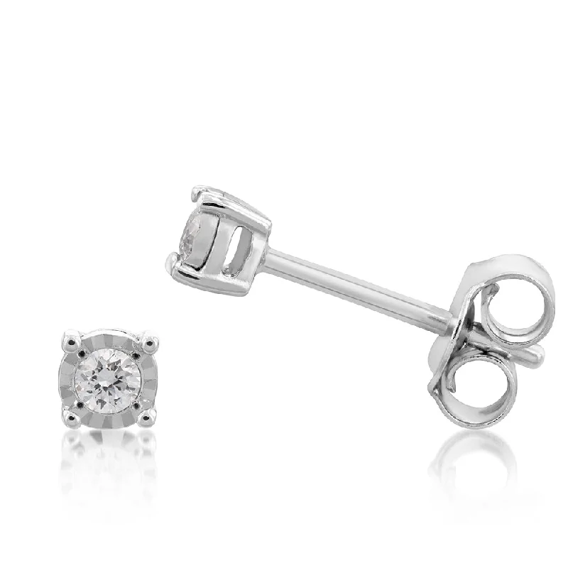 Sparkling Silver Earrings For Radiant Charm-Luminesce Lab Grown 0.10 Carat Diamond Stud Earrings in Sterling Silver