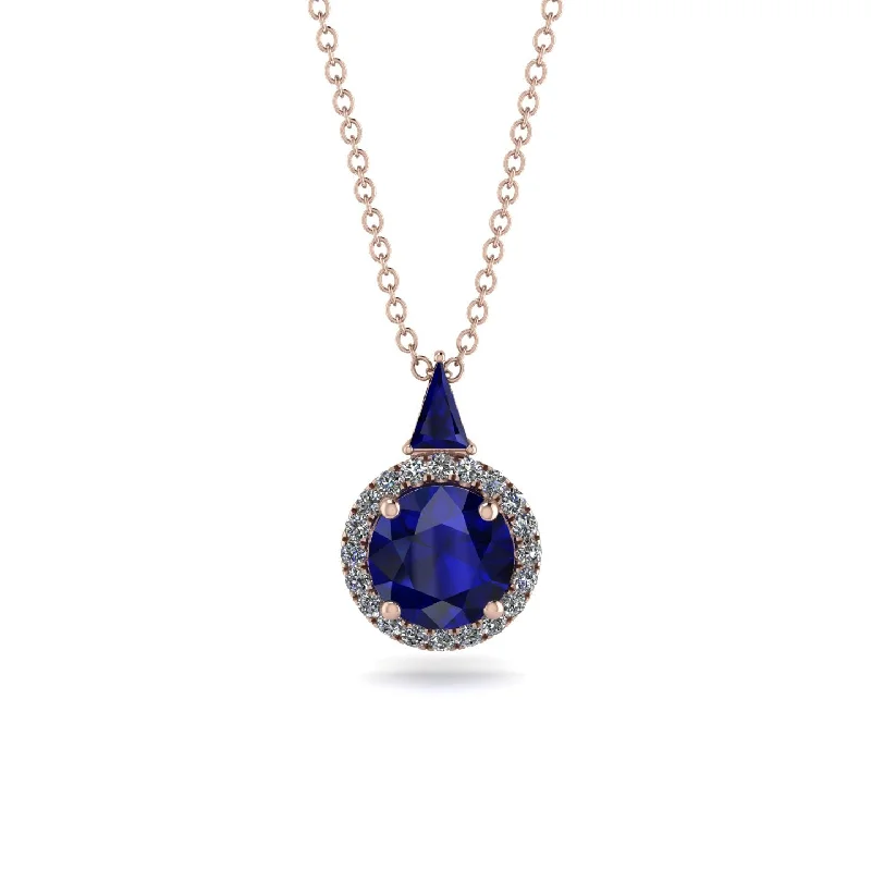 Hidden Halo Sapphire Necklace - Joanna No. 14