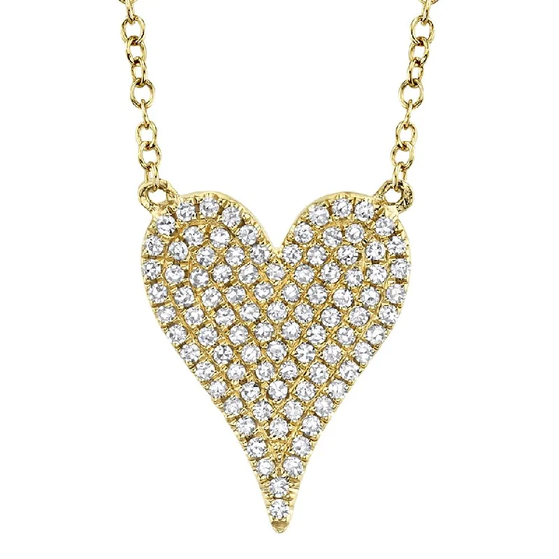 0.21ct Yellow Gold Pave Diamond Heart Necklace