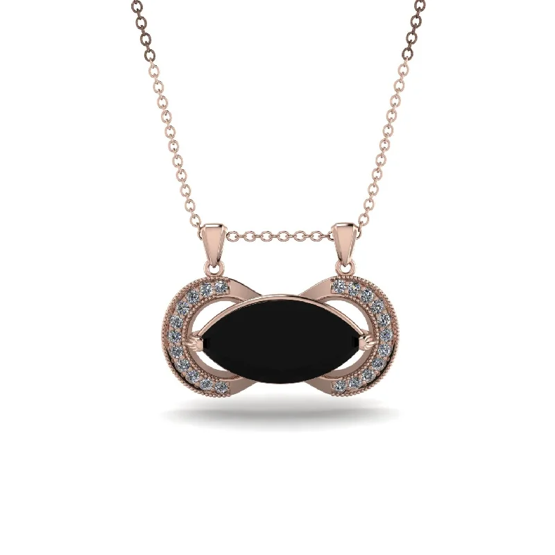 Marquise Vintage Black Diamond Necklace - Marley No. 8