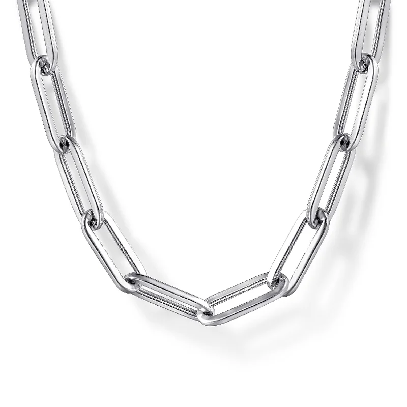 Gabriel & Co. Sterling Silver Solid Paper Clip Chain Necklace