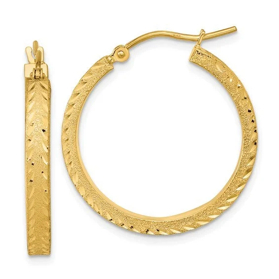 Affordable Earrings For Budget-Friendly Style-14K Diamond Cut Medium Hoop Earrings