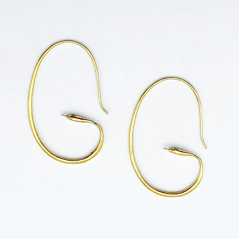 Gold Plated Earrings For Vintage Appeal-Bright Golden Diamond Eyed Snake