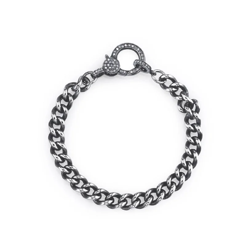 Unique Statement Bracelets For Bold Fashion-Curb Chain Bracelet with Diamond Clasp  B0000232