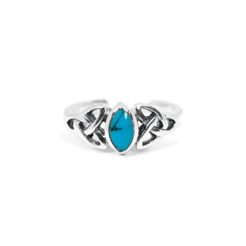 Custom Gold Rings For Personalized Style-Sterling Silver Marquise Turquoise Celtic Design Toe Ring