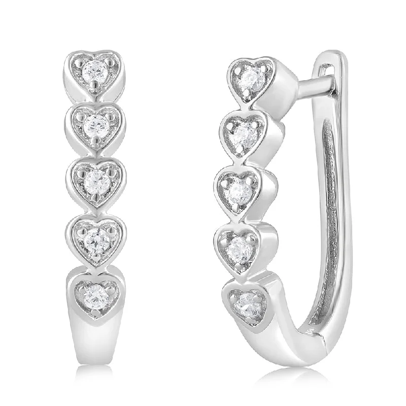 Fancy Earrings For Dinner Parties-Luminesce Lab Grown 1/10 Carat Diamond Hoop Earrings in Sterling Silver