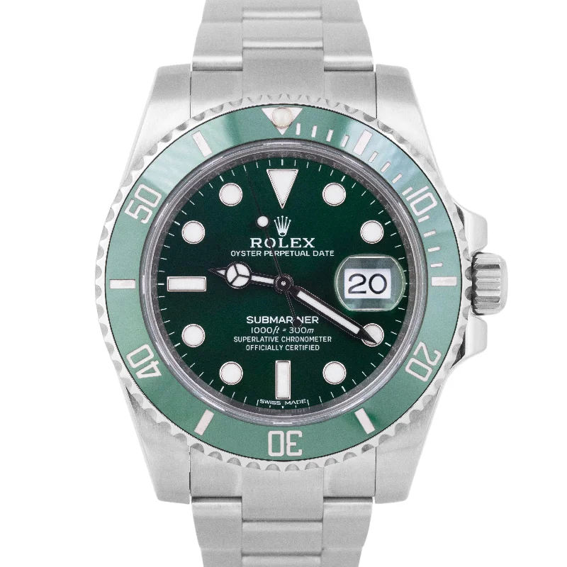 Durable Military Watches For Tough Adventures-MINT PAPERS Rolex Submariner Date HULK Green Ceramic 40mm 116610 LV Watch BOX