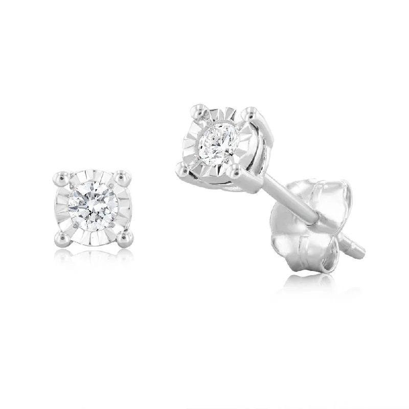 Crystal Stud Earrings For Elegant Style-Luminesce Lab Grown 1/10 Carat Diamond Stud Earrings In Sterling Silver