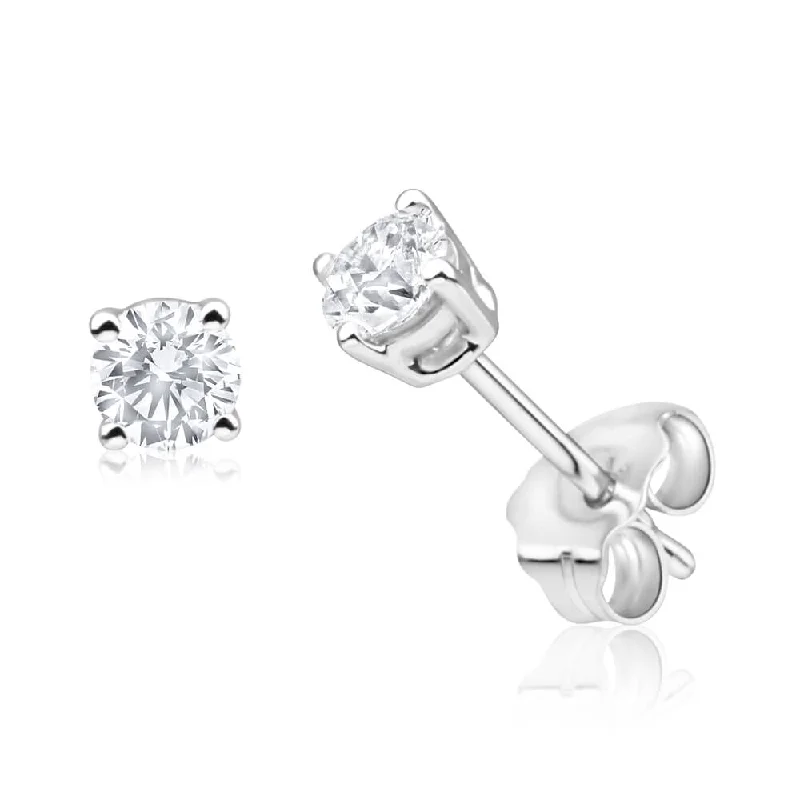 Designer Silver Earrings For Stylish Women-9ct White Gold 1/4 Carat Diamond Stud Earrings