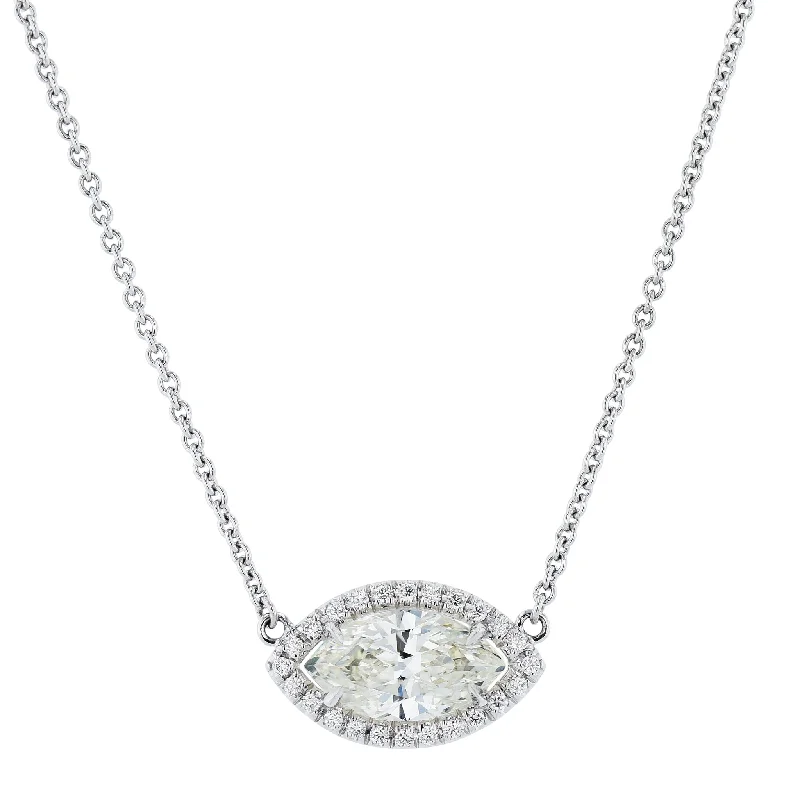 White Gold Diamond Pave Pendant Necklace