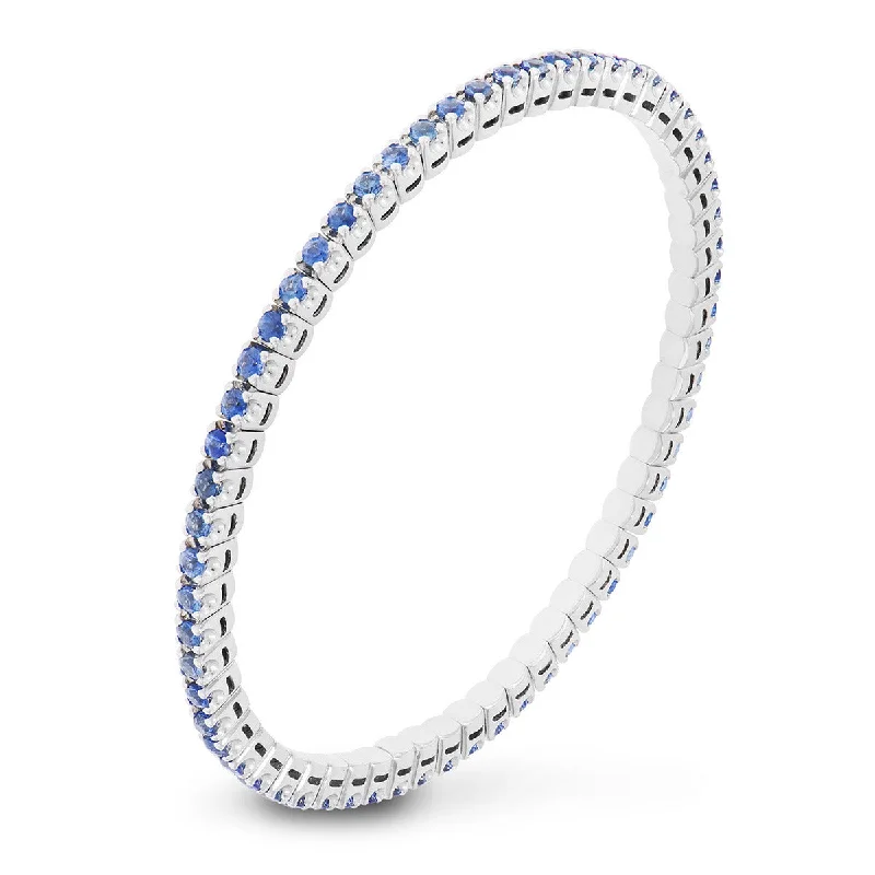 Affordable Friendship Bracelets For Casual Wear-Stretch Bracelet with Blue Sapphires