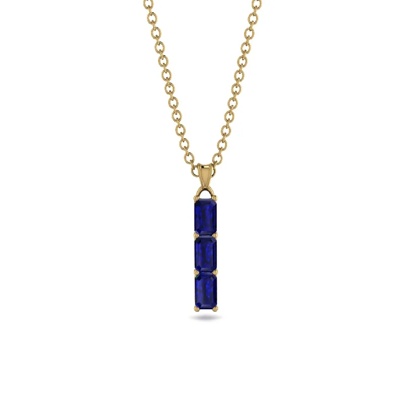 3 Emeralds Cut Sapphire Necklace With Hidden Diamonds - Ember No. 13