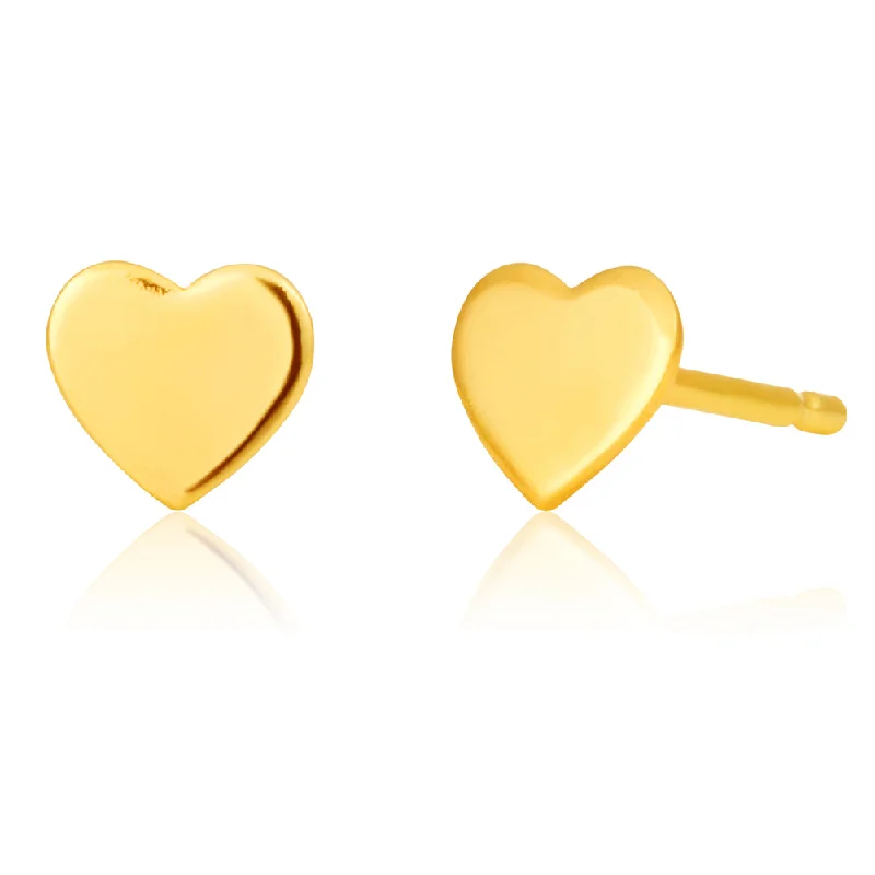 Crystal Drop Earrings For Formal Events-9ct Gold Silver Filled I Love You Heart studs 5mm Earrings