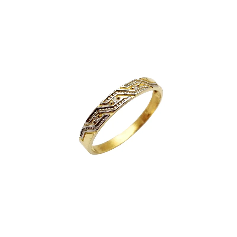 Boho Rings For Free-Spirited Fashion-Two-Tone Zig-Zag Capsule Band (14K)