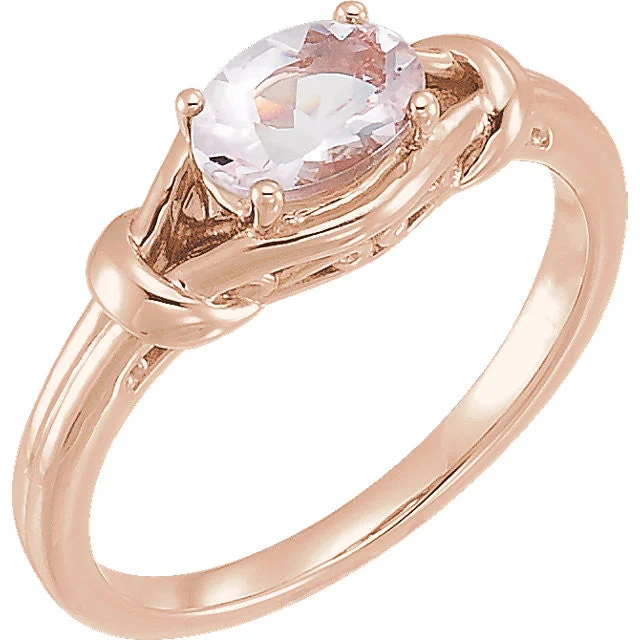 Classic Platinum Rings For Timeless Appeal-14k Gold Oval Morganite Knot Ring - White Rose or Yellow Gold