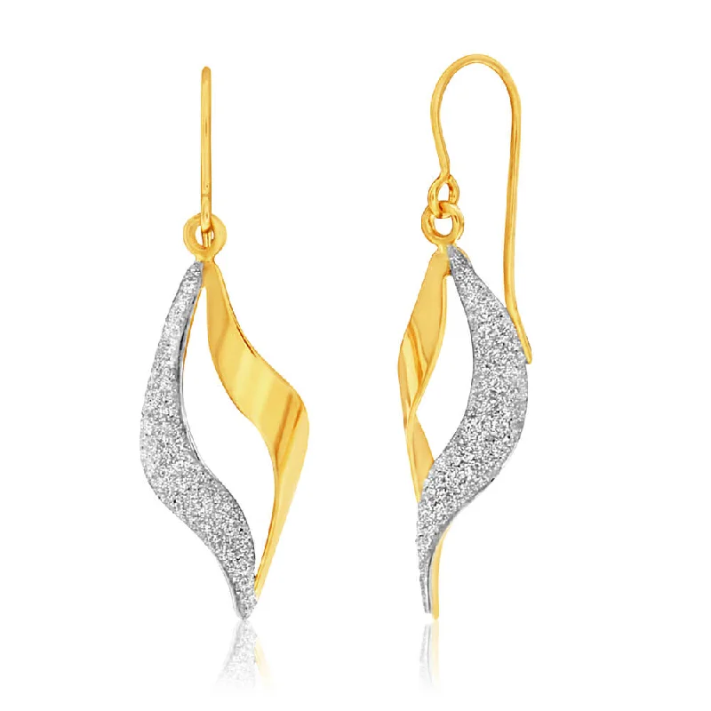 Fashion Earrings For Casual Days Out-9ct Yellow Gold Silver Filled Stardust Twist Drop Earrings