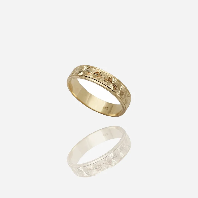 Simple Engagement Bands For Subtle Beauty-Starburst Diamond-Cut Band (14K)