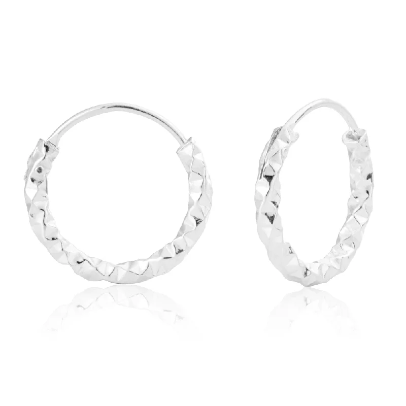 Sparkly Earrings For Glamourous Nights-Sterling Silver 15mm Fancy Dicut Sleeper Earrings