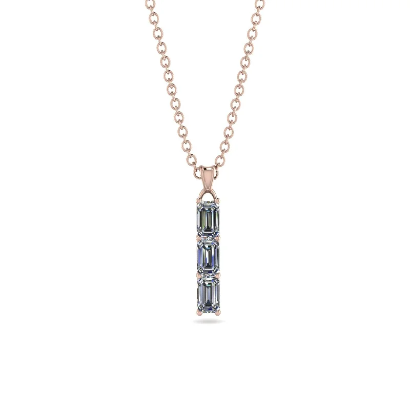 3 Emeralds Cut Diamond Necklace With Hidden Diamonds - Ember No. 47