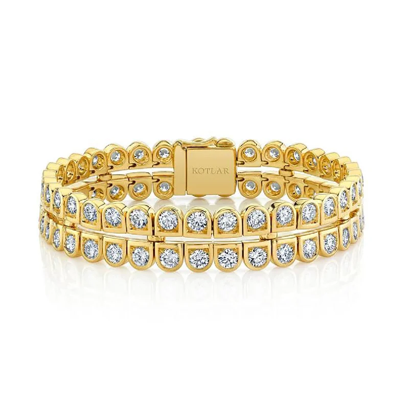 Elegant Gold-Chain Bracelets For Luxury Wear-Scallop Silhouette Double Row Diamond Bracelet