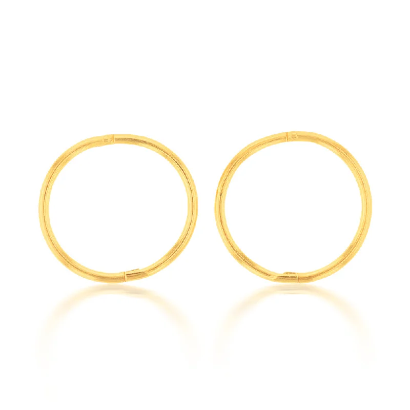 Sparkling Earrings For Bridal Accessories-Gold Plated Sterling Silver 13mm Plain Sleeper Earrings