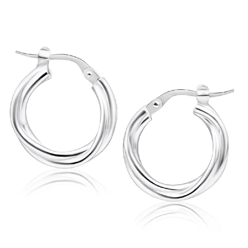 Silver Hoop Earrings For Chic Style-Sterling Silver 12mm Twist Hoop Earrings