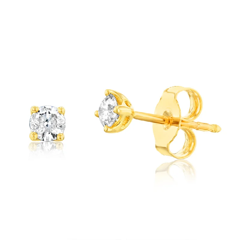 Cute Earrings For Teen Girls-9ct Yellow Gold 0.30 Carat Diamond Stud Earrings