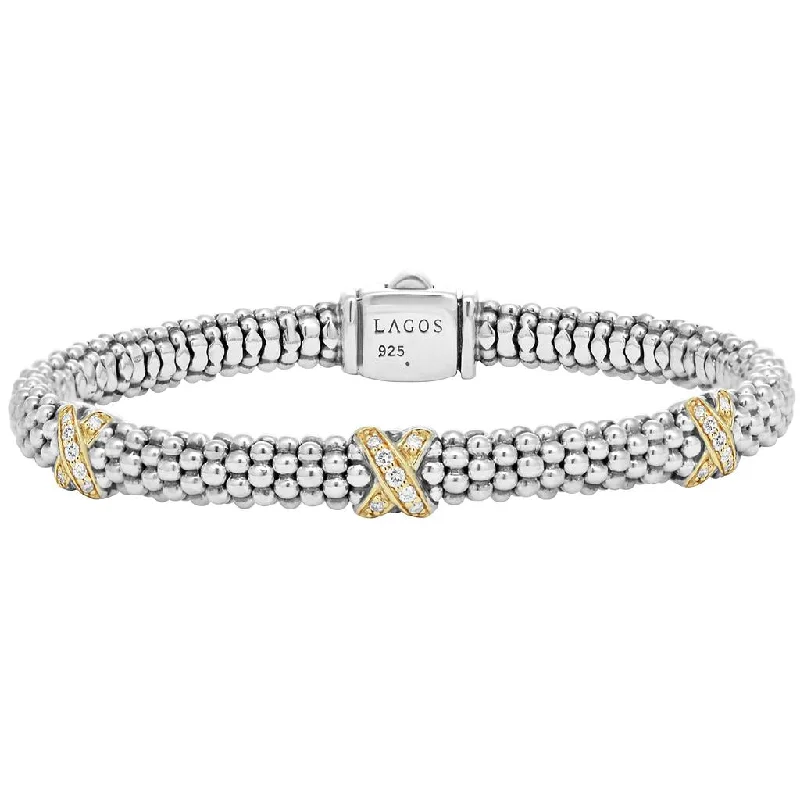 Elegant Multi-Stone Bracelets For Bold Glam-Three Diamond X Bracelet