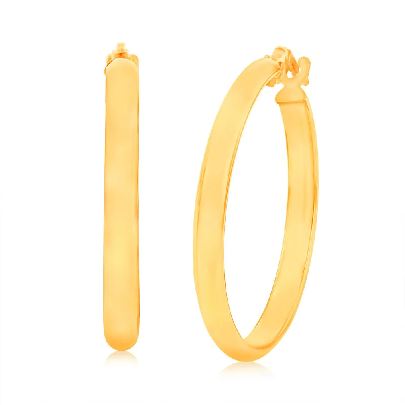 Trendy Resin Earrings For Cool Looks-9ct Yellow Gold 20mm Plain Hoop Earrings