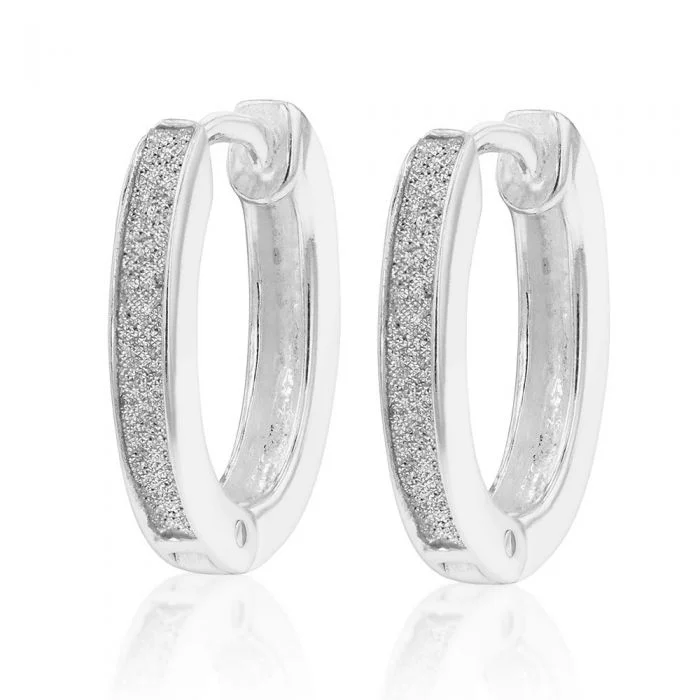 Trendy Resin Earrings For Cool Looks-Sterling Silver Stardust Huggie Hoops Earrings