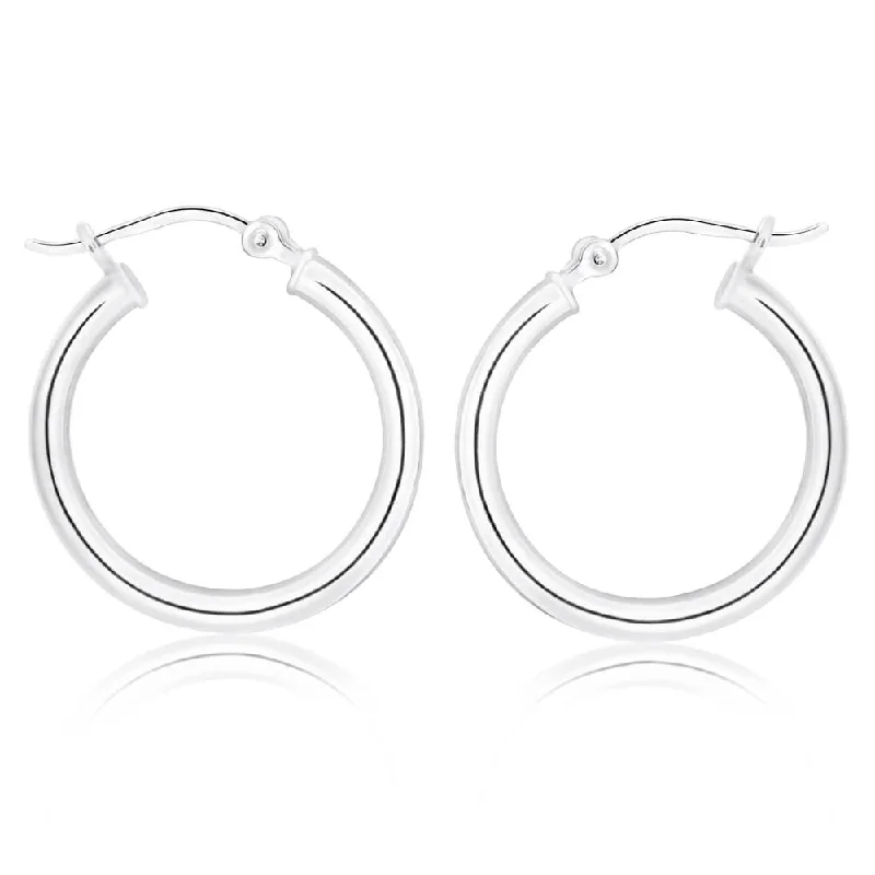 Modern Geometric Earrings For Fashion-Sterling Silver 19mm Plain Hoop Earrings