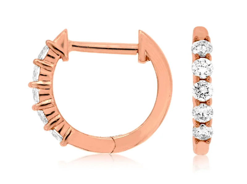 Creative Earrings For Artistic Looks-Rose Gold Diamond Hoops (0.25 Carat Stones)