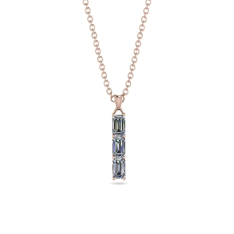 3 Emeralds Cut Diamond Necklace With Hidden Diamonds - Ember No. 62