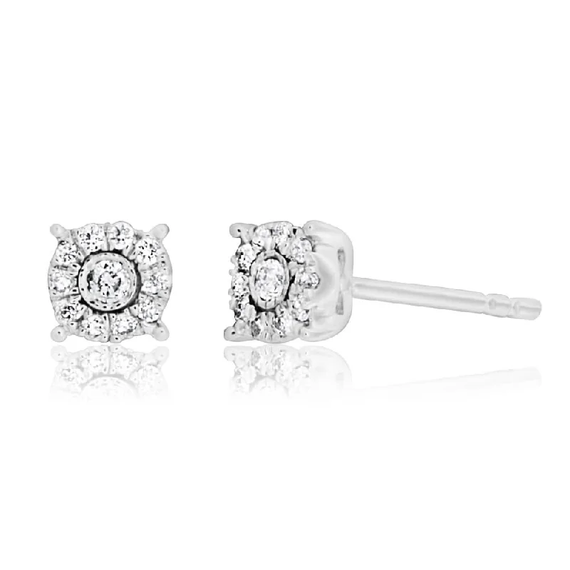 Classic Gold Earrings For Timeless Appeal-9ct White Gold Sublime Diamond Stud Earrings