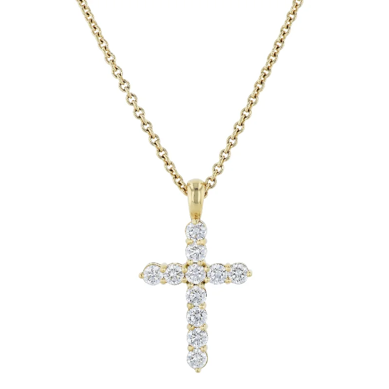 Diamond Cross Pendant Yellow Gold Necklace