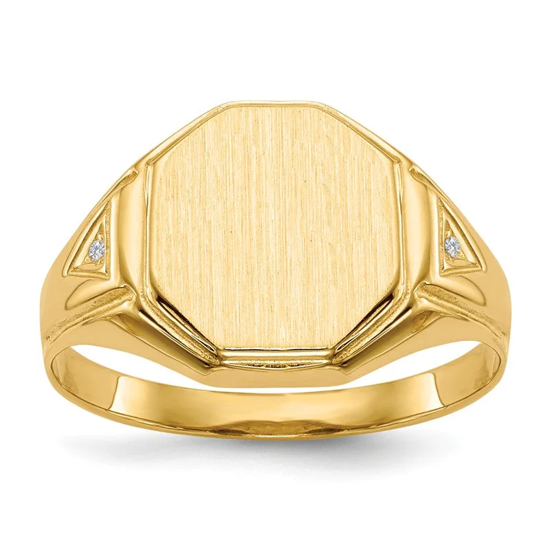 Bold Statement Rings For Fashion-Forward Women-14k Yellow Gold Diamond Accented Signet Ring (Mens Sizes)