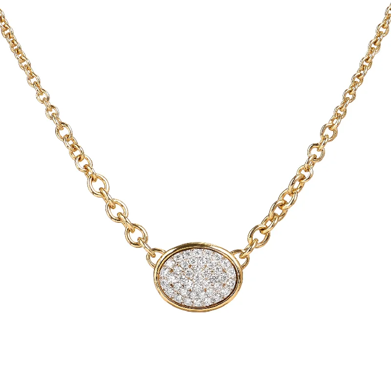 Oval Shape Pave Diamond Necklace