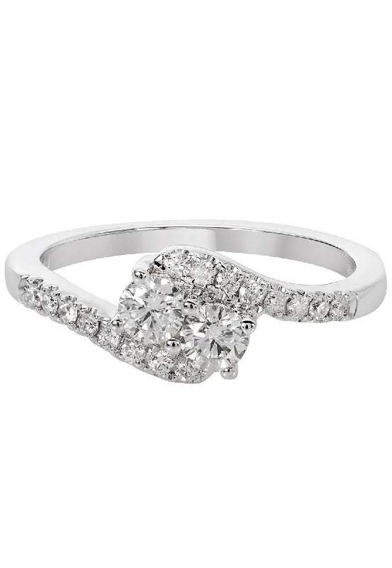 Sparkling Wedding Rings For Special Days-14k White Gold 0.55CTW Diamond Two-Stone Ring